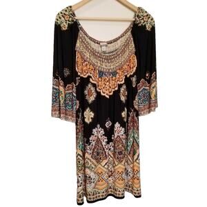 Muse Boston Proper Women's Boho Peasant Dress Floral Print Off The Shoulder Sz 2